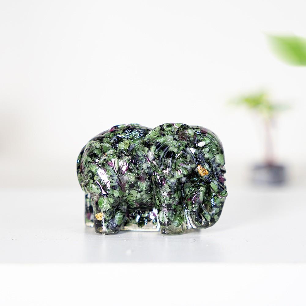 Natural Gemstone Crystal Decor Elephant Resin Art Home Gift For Special Occasions