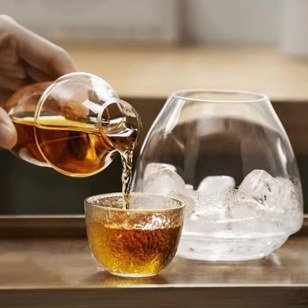 Transparent Wine Cooler Glass Wine Dispenser Cooling Sake Cup Wine Warmer Home