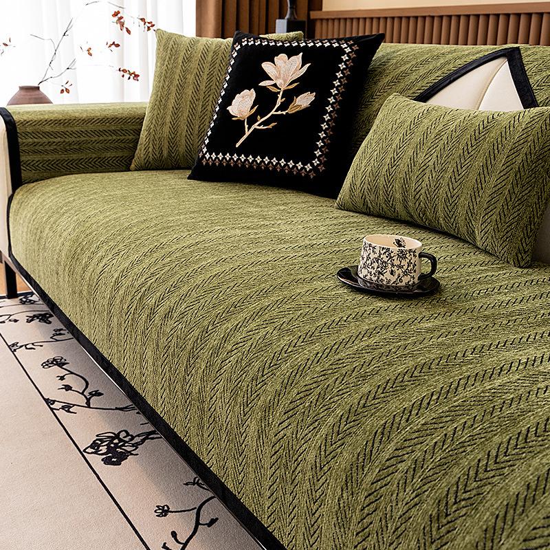 

French Retro Fish Bone Pattern Sofa Cushion Cover Cloth Towel Universal Non-Slip In All Seasons New Summer Mat Cushion 70*70cm