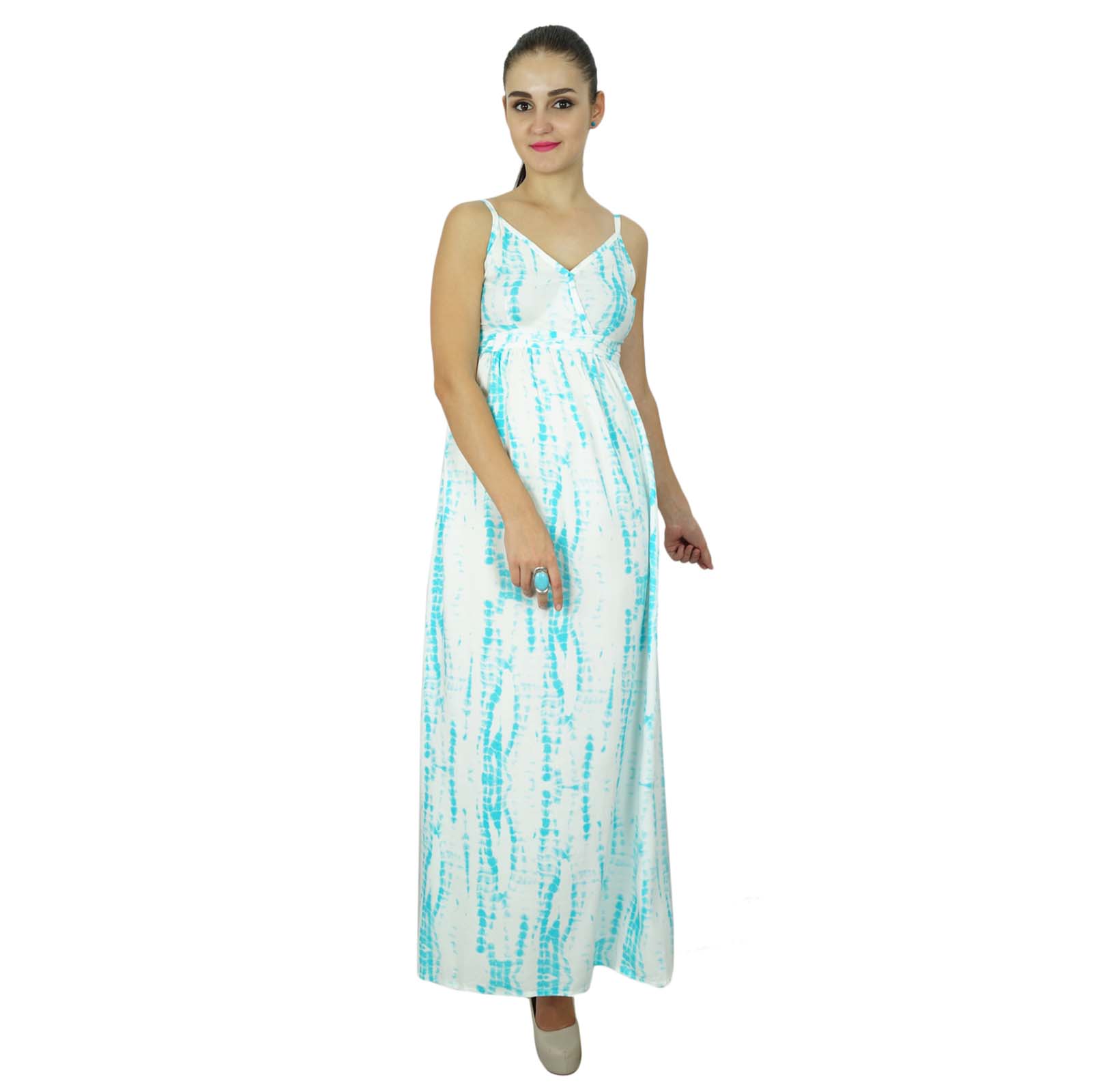 

Bimba Womens Long Dress Chic Bohemian Summer Maxi Beach Wear 8 білий