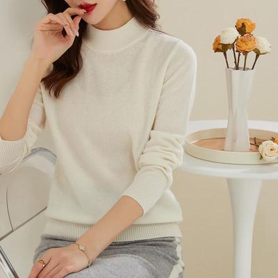 Jinjuan Damen 100% Merinowolle Rollkragenpullover
