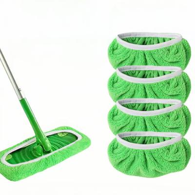 Green Microfiber Mop Cloths with Rubber - 3pcs, Washable and Reusable for Flat Mops