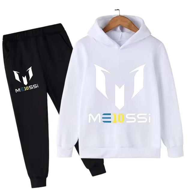 Kids' Messi Football Hoodie & Pants Set - 2-Piece Casual Sportswear for Boys & Girls, Spring & Autumn