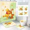 Winnie The Pooh Anime Shower Curtain Cute Bath Waterproof Curtains For Living Room Luxury Set Screen Bathroom Accessories Sets