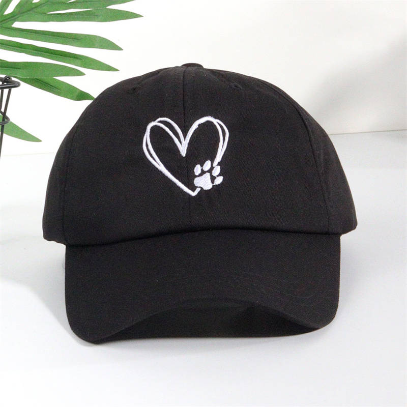 Casual Soft Top Sunshade Baseball Caps Cute Love Paw Print Wide Brim All-Match