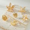 Exaggerated Metal Large Starfish Flower Rings for Women Vintage Gothic Gold Color Geometric Adjustable Finger Ring Jewelry