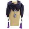 Cotton Linen Minority Style Necklace Water Drops Gem Tassel Scarf Shawl Autumn Winter Women's Scarf