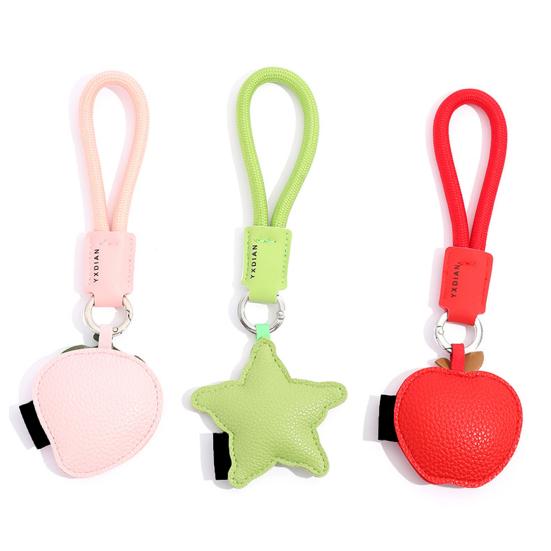 Keychain Imitation Leather Strawberry Star Fruit Design Keychain Pendant with Lanyard Mobile Phone Bag Hanging Ornament