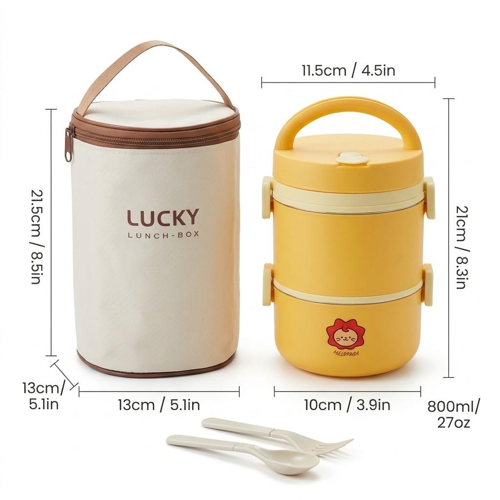 Microwave Safe 304 Stainless Steel Bento Box Thermal Lunch Box Portable Leakproof Insulated Kids Food Container Stackable
