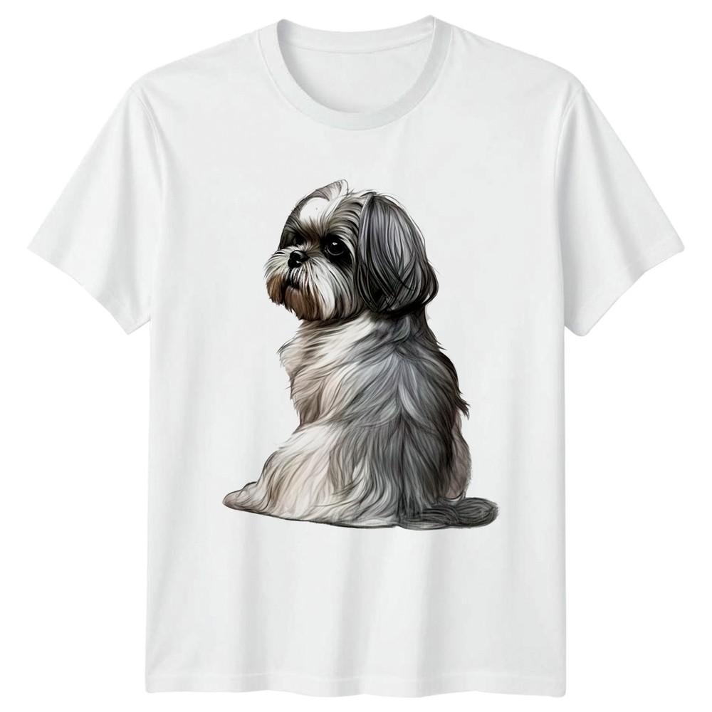 Realistic Shih Tzu Dog Portrait Art TShirt Shih Tzu Pet Gift For Him And Her S