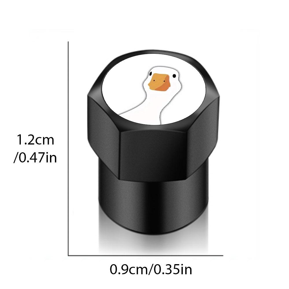4PCS DIY Universal For Cute White Duck Goose Shape Car Wheel Tire Air Valve Caps, Stem Car Stickers For Cars Motor Auto Accessories Decor Gift