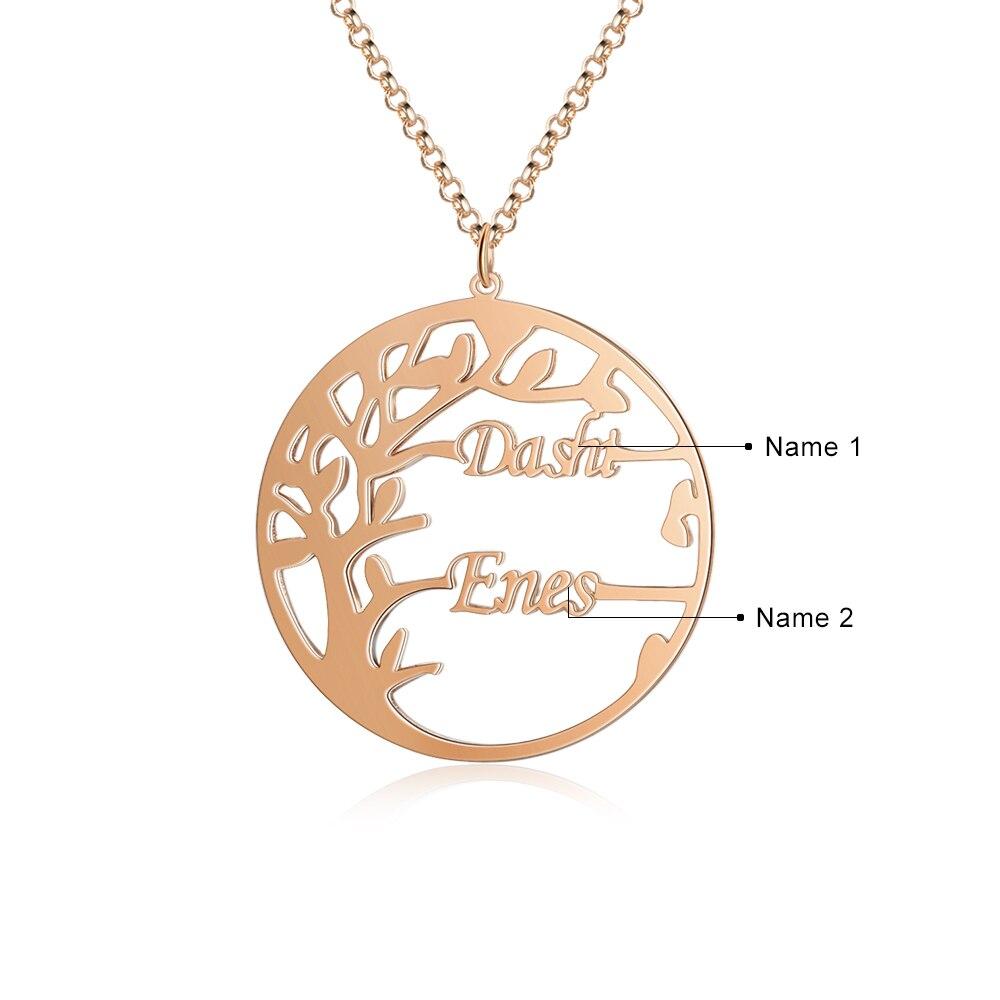 Rose Gold Pendant Engraved Couple Names 