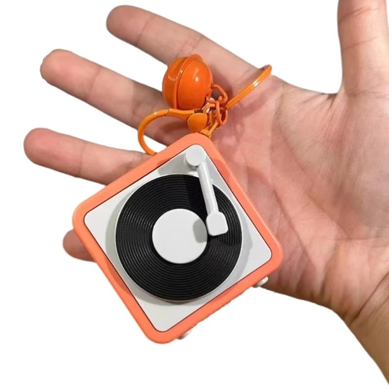 Pingente Chaveiro de Toca-Discos Vintage com Função de Gravação para Uso Decorativo e Prático Diário Casual