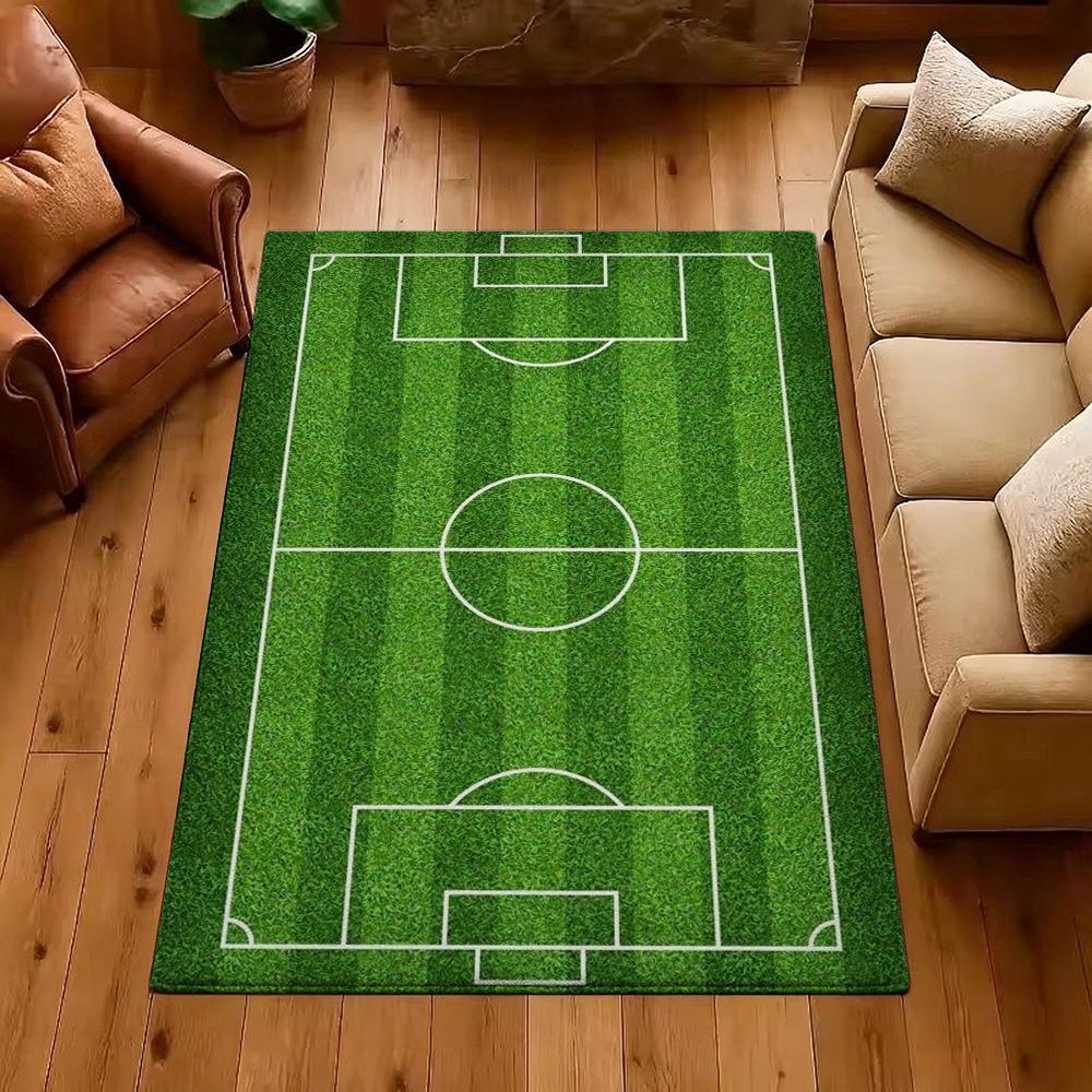 Green Soccer Field Indoor Rug Soft Nonslip Carpet For Living Room Play Area Hallway Home Party Decor Valentine'S Day Gift