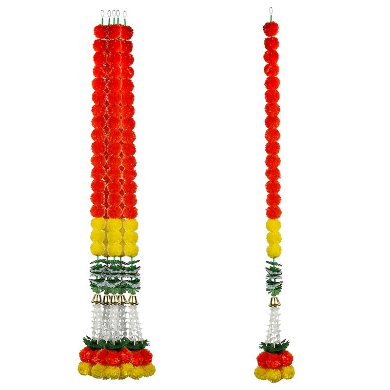 1PC Indian Weddings Halloween Yard Mexican Artificial Marigold Garland With Ball Tassels