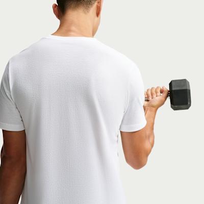Nike Dri Fit Quick Dry T Shirts Men's White/Black Crew Neck Moderate