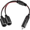 Extractme Car Cigarette Lighter Splitter Adapter Power Charger Port 16AWG 12/24V Plug Socket 2-Way Splitter with 15A Fuse