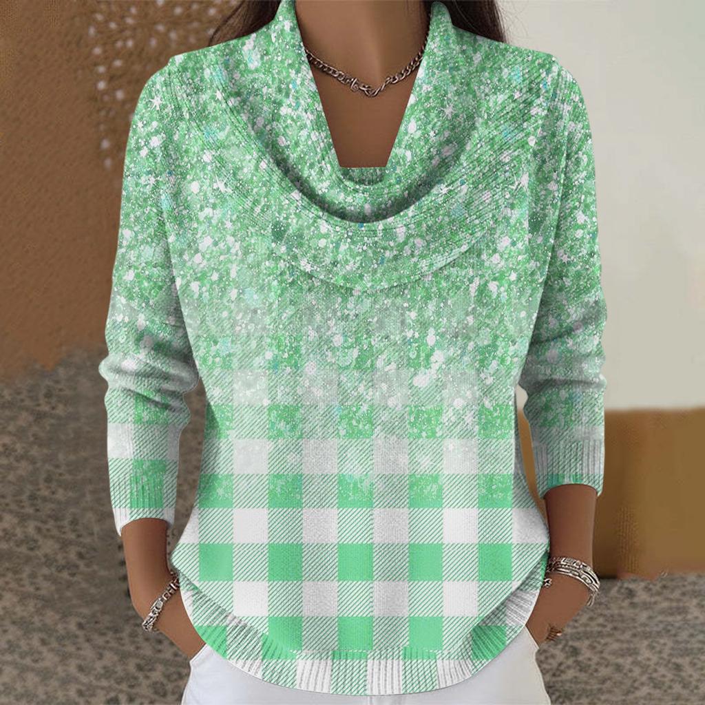 Dámský ležérní a módní svetr s dlouhým rukávem a potiskem, kulatým výstřihem