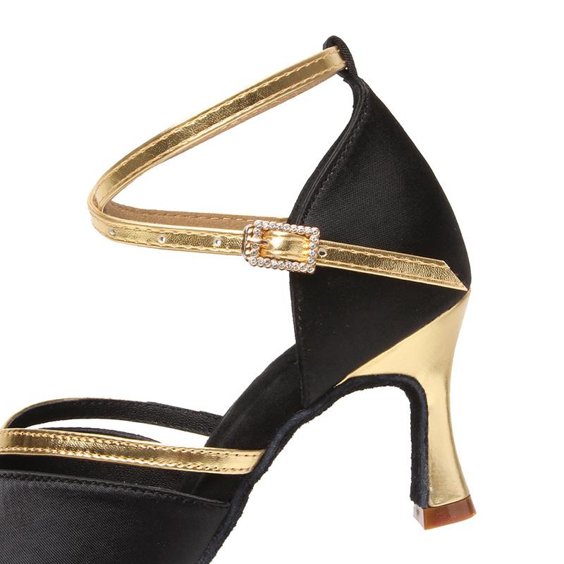 Latin Dance Shoes  Satin Sandal Ladies Latin Dancing Shoes Pro Soft Sole High Heels Comfortable Stable