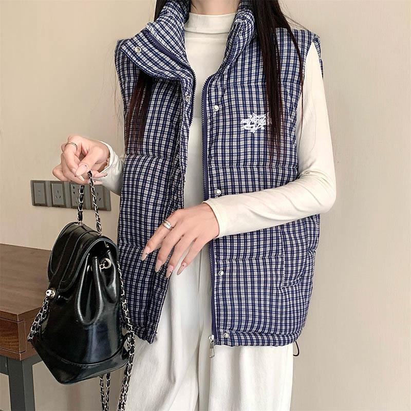 

Vest for Women Thickened Down Casual Autumn Winter Oversize Sleeveless Tops Vest High Neck Vest XXXL синий