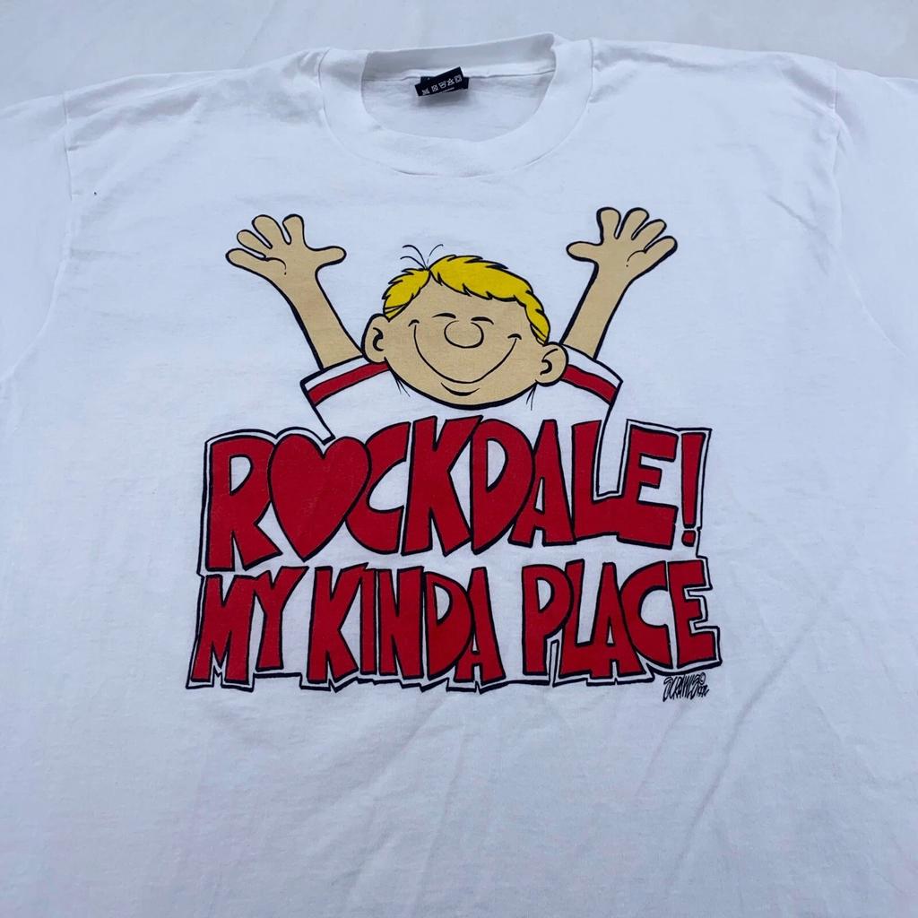 vtg 90s ROCKDALE MY KINDA PLACE CARTOON T-Shirt XL texas georgia ny