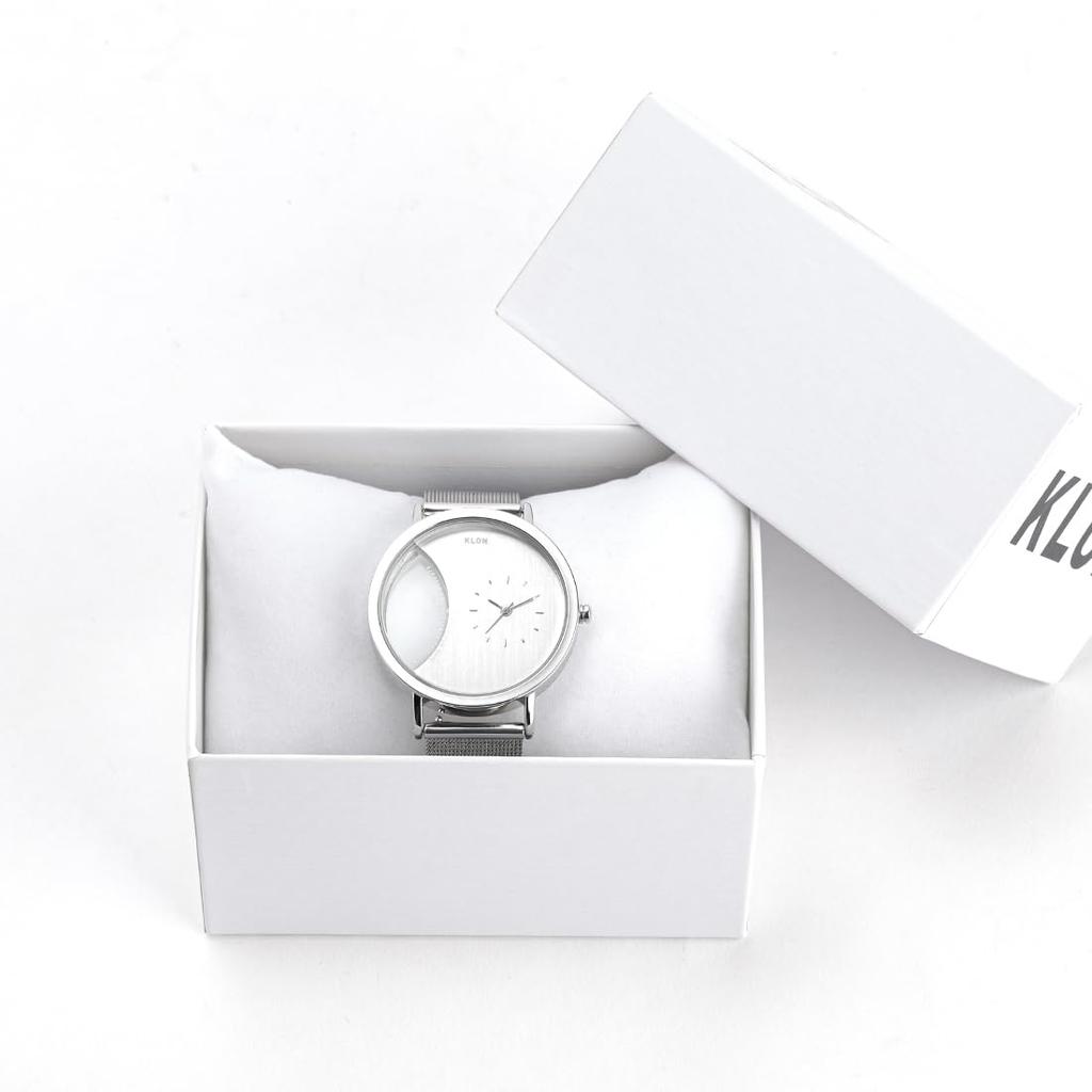 Klon Skeleton and Simple Replacement KLON CIRCLE WINDOW EAST 38mm Watch, Clear, Men's Women's, Strap, -SILVER MESH-