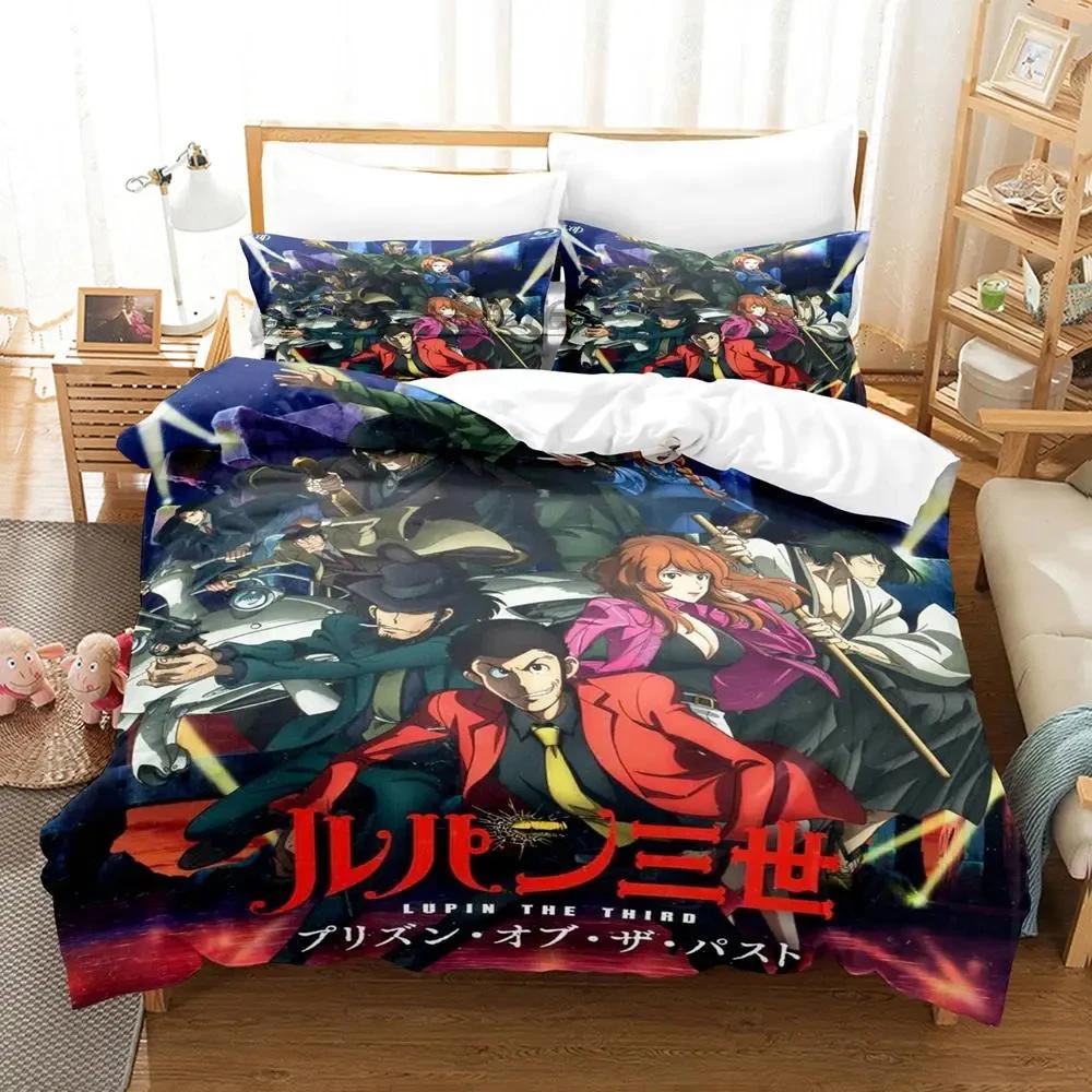 3rd,  Lupin 3D Print Anime Duvet Cover Set Single Double Queen King Size Bedding Set for Boys Duvet Cover Bed Set Quilt Cove