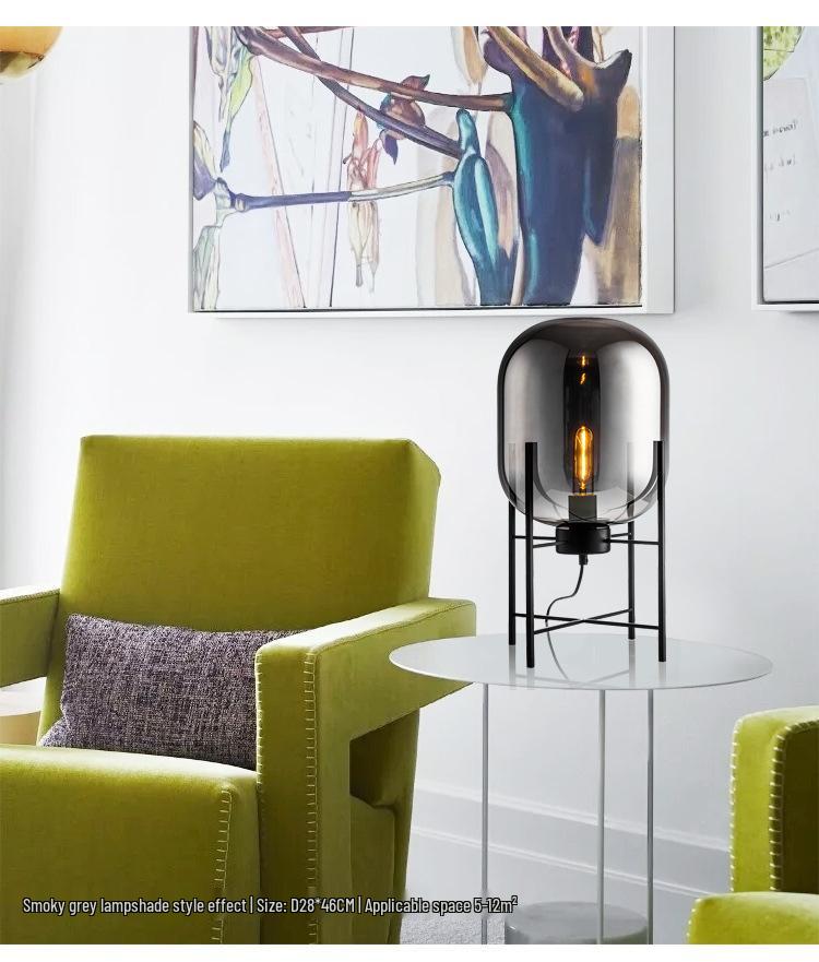 Nordic Industrial Smoky Gray Glass Floor Lamp - Creative Design for Living Room & Bedroom