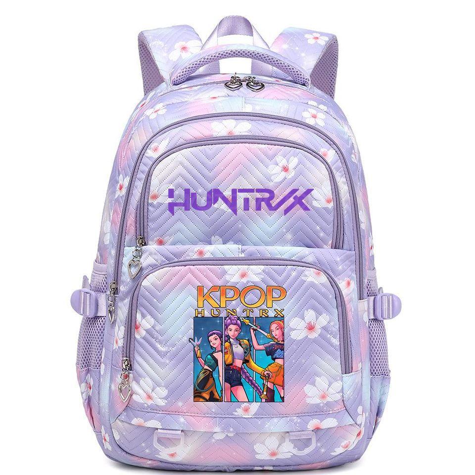 KPop Demon Hunter Backpack HUNTR/X Saja Student Women Cartoon Bookbag Lightweight Water-Resistant Large Capacity