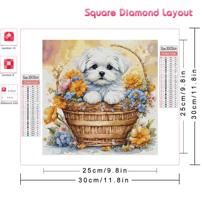 Full Diamond Mosaic Animal Dog Diy Drill Painting Flower New Collection Art Wall Decoration Set Handmade Gift