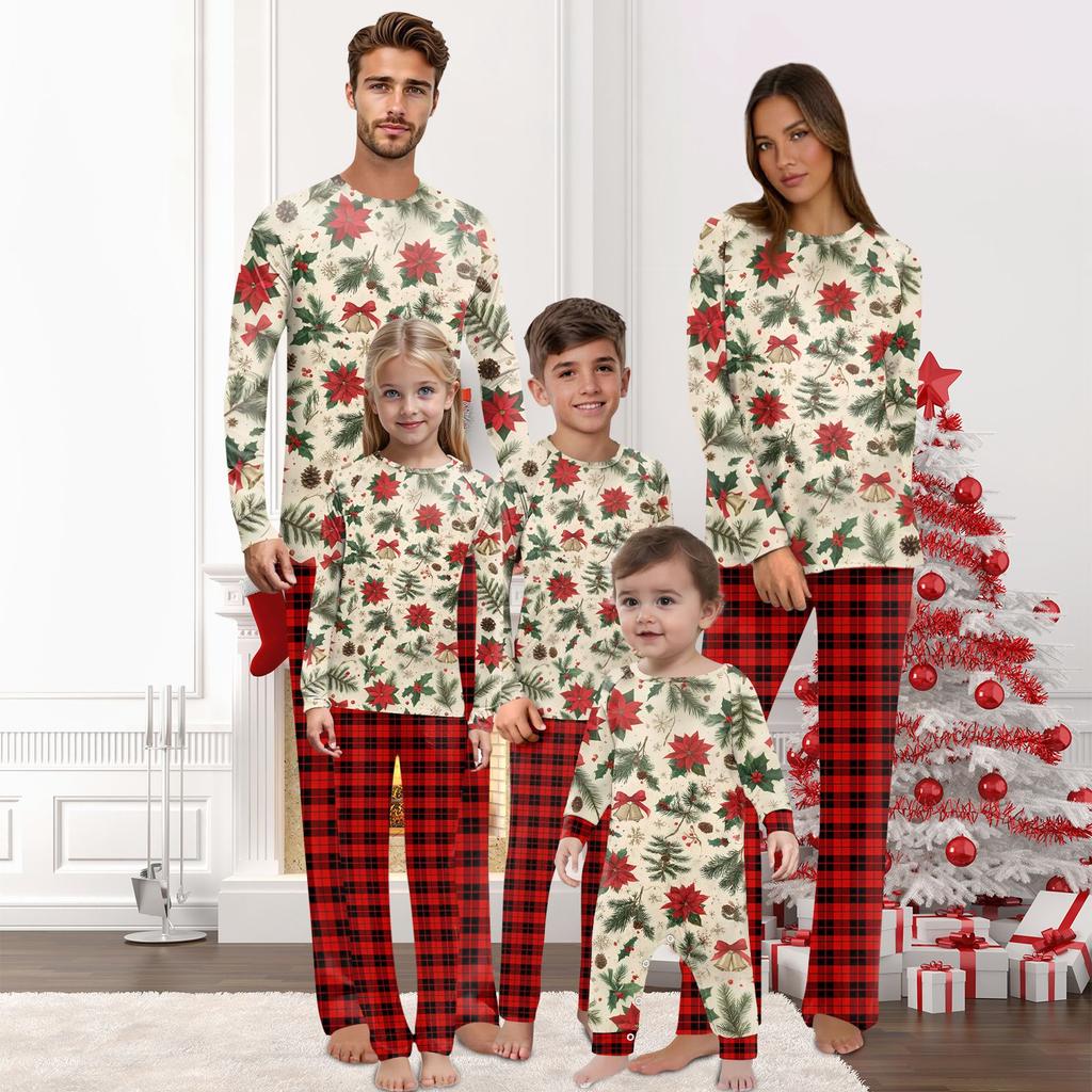 Christmas Prints Family Matching Long Sleeve Tops+Pants Set Family Matching Sets