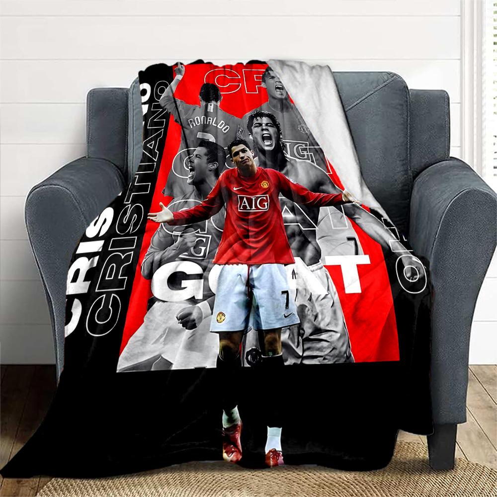 1pc Football Star Ronaldo Outdoor Blanket Lightweight Flannel, Soft & Warm, All-Season Use for Sofa, Outdoor, Camping, Living Room, Office082