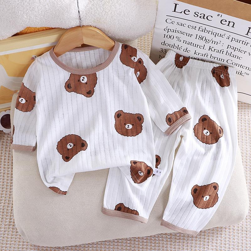 Dětská souprava domácího oblečení z čisté bavlny Letní chlapecká a dívčí pyžama s tenkým sedmičtvrtečním rukávem, dvě sady