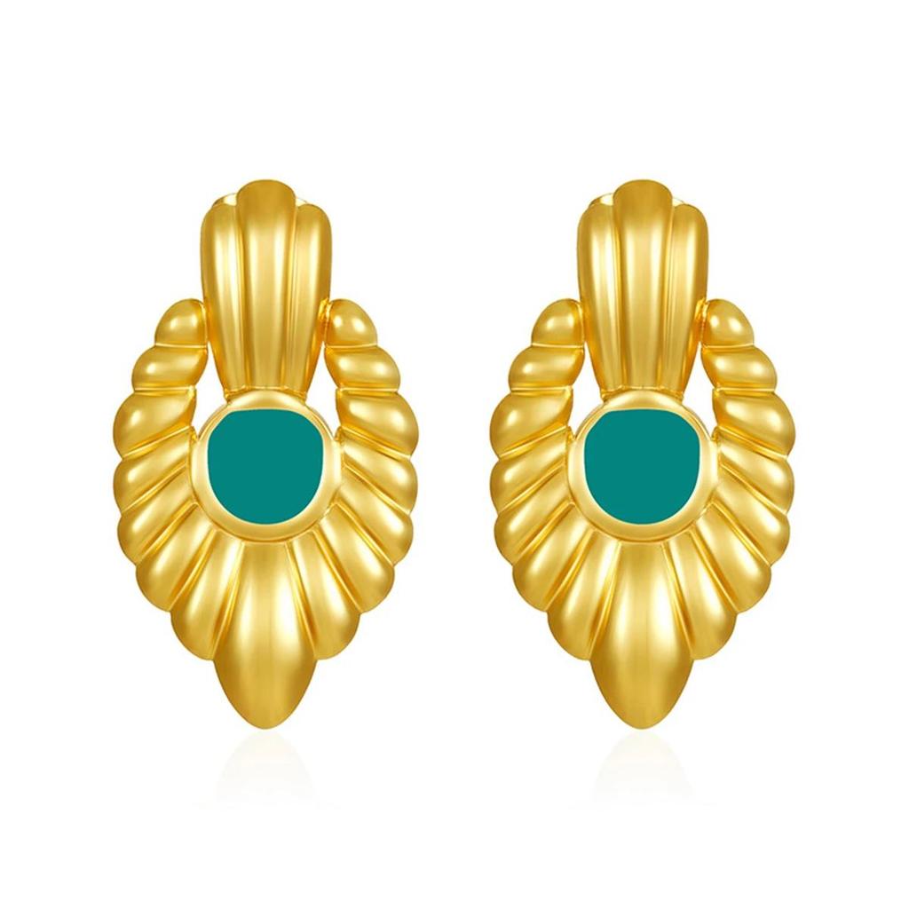 New Gold Color Stainless Steel Retro Boho Stud Earrings Hypoallergenic Light Luxury Jewelry for Women for Daily Party