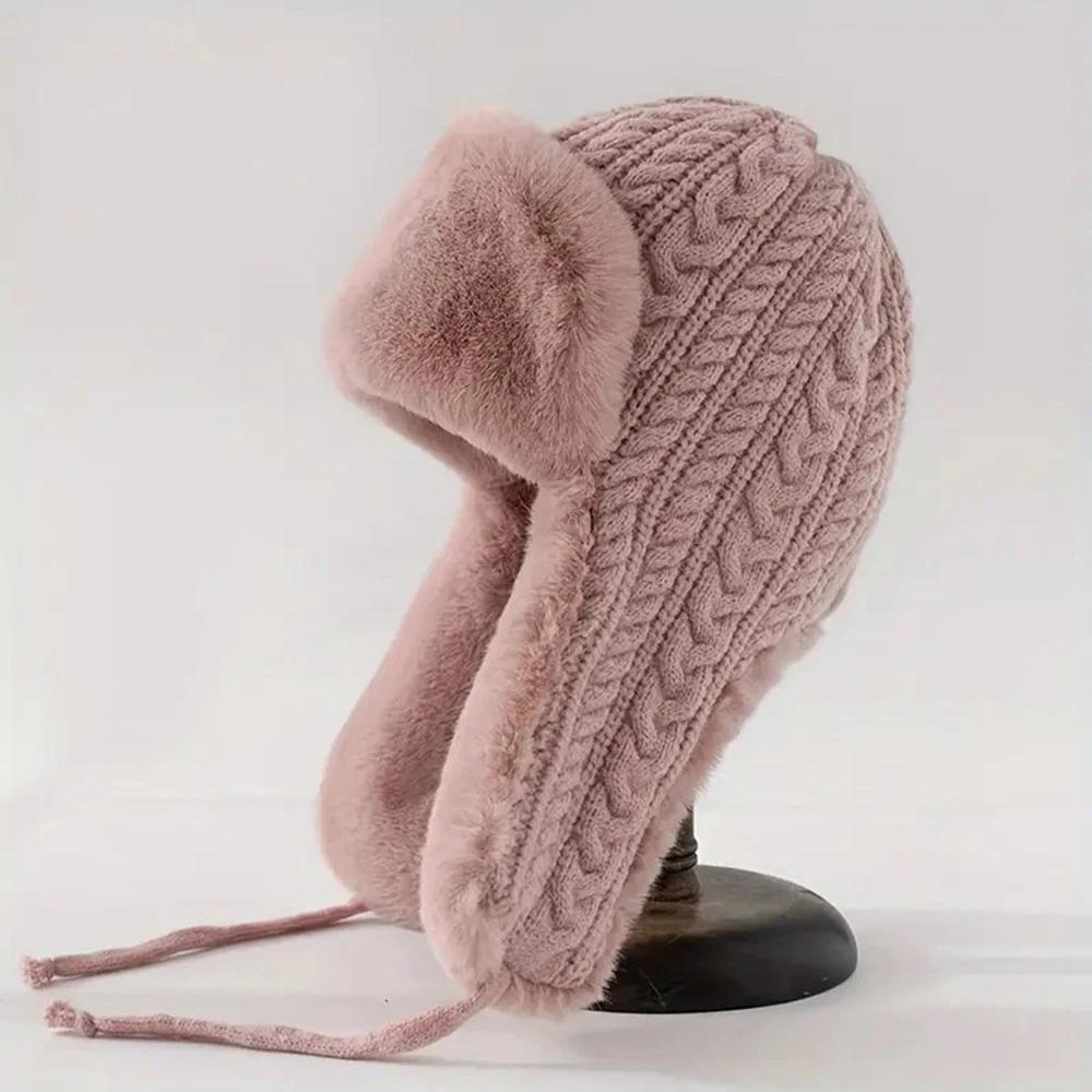 Winter Hat Warm Women Trapper Hat Skiing Hat Thickened Knitted Cap For Winter Walks Biking Outdoor Activities