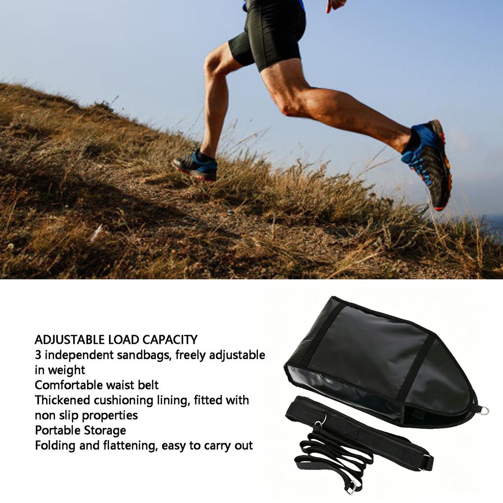 Weight Training Exercise Sandbag Adjustable Weight Sled Trainer with Belt for Running Strength Training Black