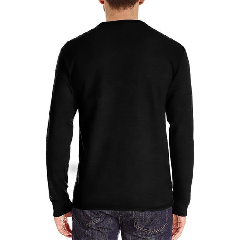 Fashionable Men's Henley Shirt Long Sleeve Button-up T-shirt with Pocket Digital Print Solid Pattern