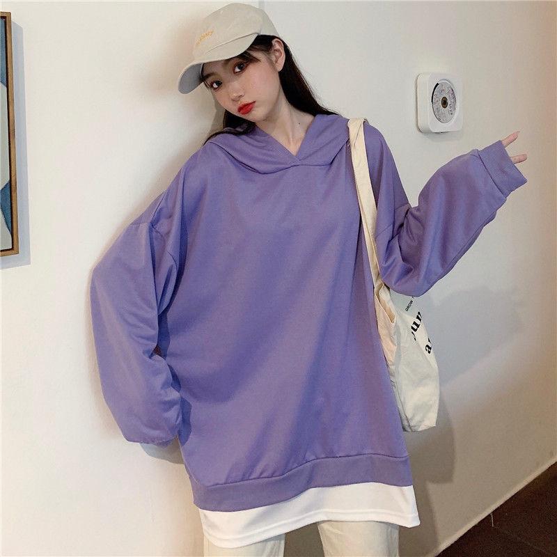 

Женская одежда Весна и осень Женская одежда Цвета топа Свободные толстовки с круглым вырезом и длинными рукавами Женские XL фиолетовый