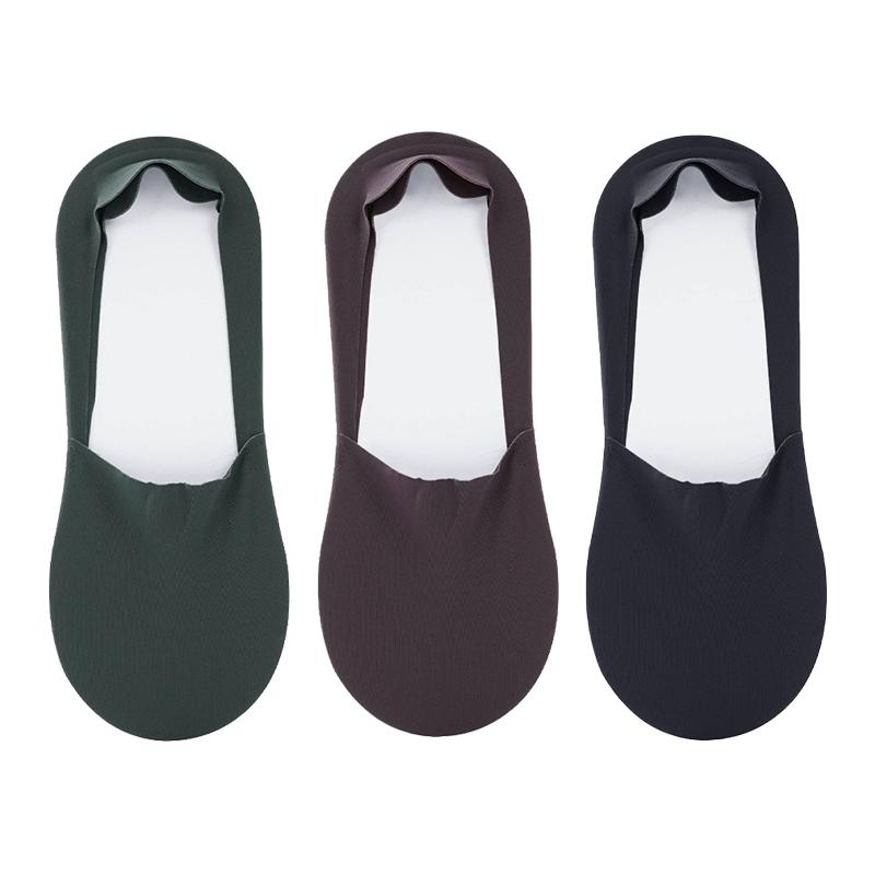 3 Pairs of Summer Breathable Invisible Boat Socks Non-slip Men's Ice Seamless Silicone Low Cut Short Invisible Socks