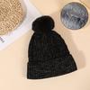 Winter Warm Pullover Cap with Fluffy Ball Beanies Cap Fashion Knitted Hat  for Male Female