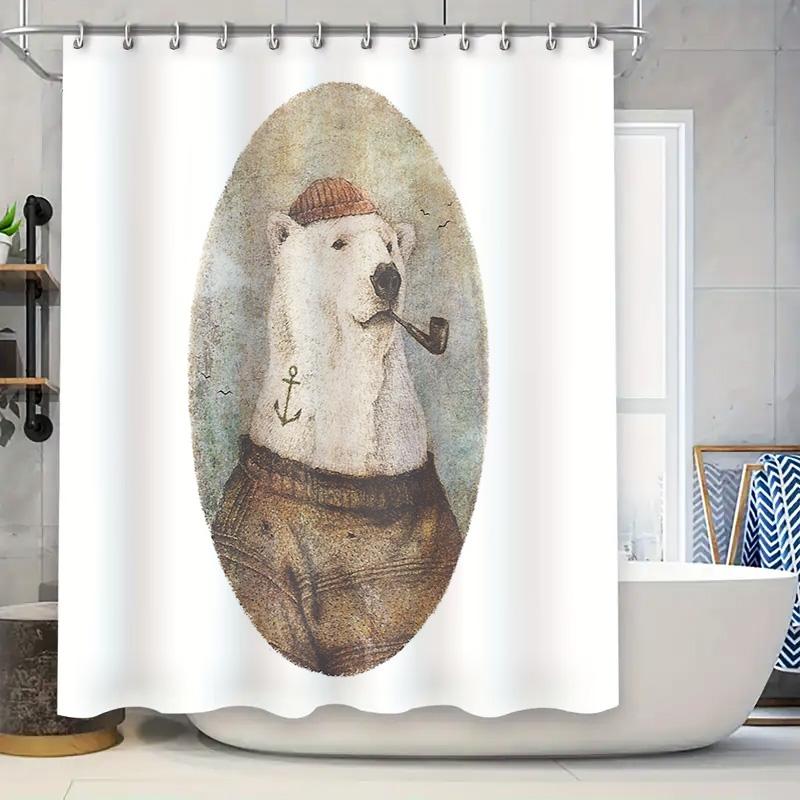 

Vintage Bear Shower Curtain Rustic Forest Animal Bathroom Decor Woodland Shower Liner Farmhouse Home Decor Nature Wildlife Tapes W60H190(CM)-1 Pcs