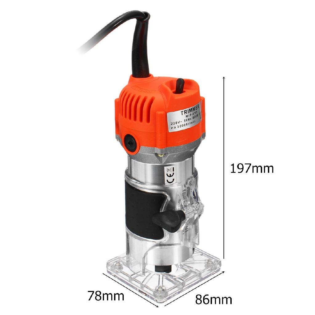 Electric Wood Trimmer 800W 30000rpm Working Milling Engraving Slotting Trimming Machine Hand Carving Machine Wood Router