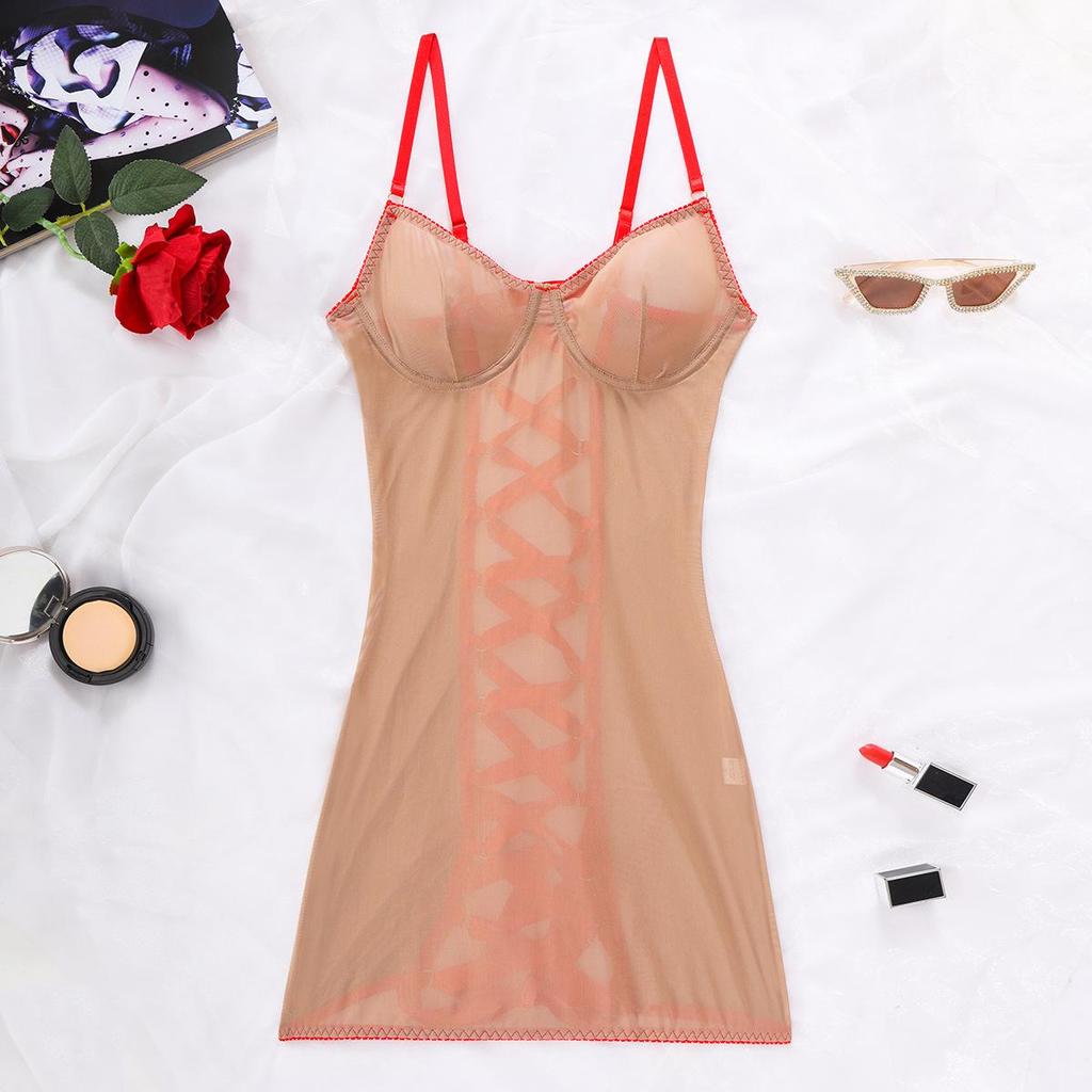 Seductive Mesh Lace Camisole Bodysuit Nightgown
