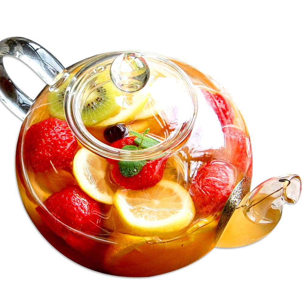 

Rimtee Original Heat-Resistant Glass Teapot, Large Capacity 1500ml (Full Capacity: Approx. 1500ml, Suitable Capacity: Approx. 1200ml), Includes Tea