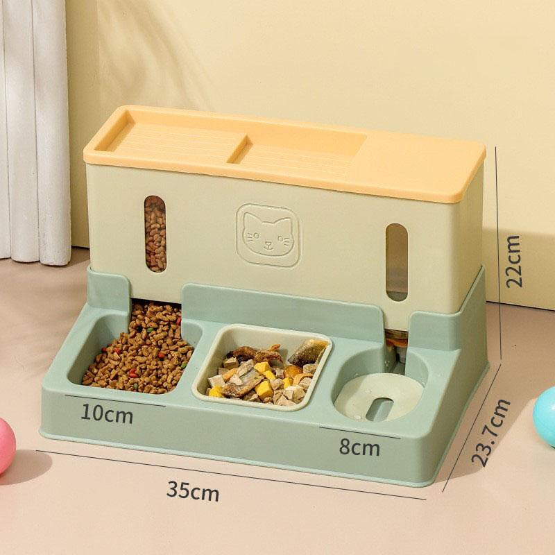 2 In 1 Automatic Pet Feeder And Water Dispenser For Cats Dogs Gravity Fed Pet Food And Water Feeder Plastic Food Grade Material зелёный