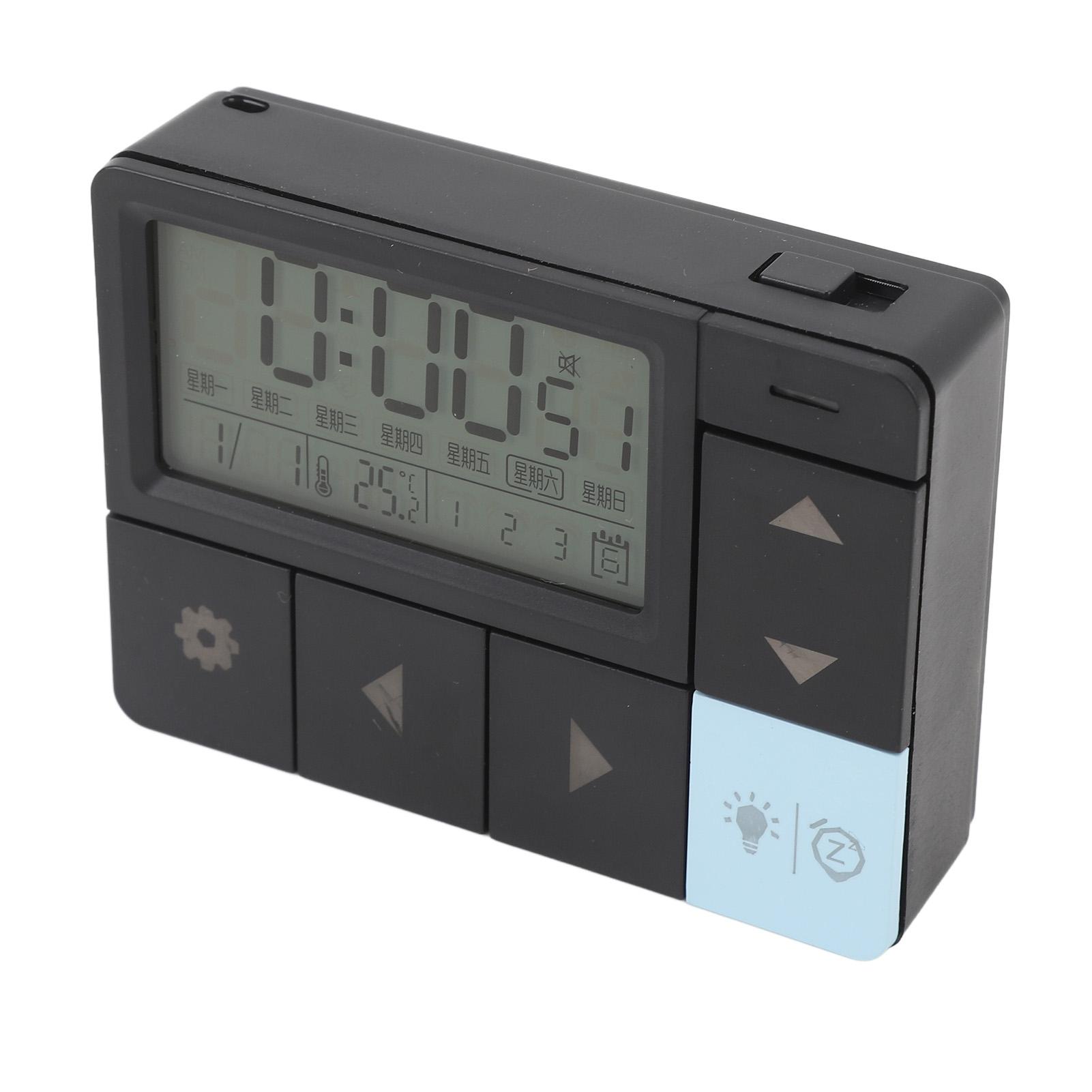 

Цифровой будильник 12 24-часовой формат времени, дата, неделя, отображение температуры, светодиодные электронные часы для гостиной чёрный