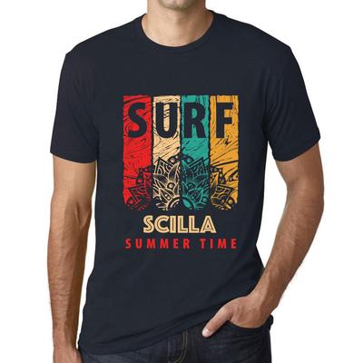 Herren Vintage T-Shirt Grafik T-Shirt Surf Summer Time SCILLA Navy
