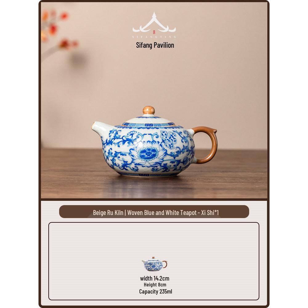 Jun Ware Blue and White Teapot: Chinese High-End Large Size for Brewing Tea Kung Fu Style 2026