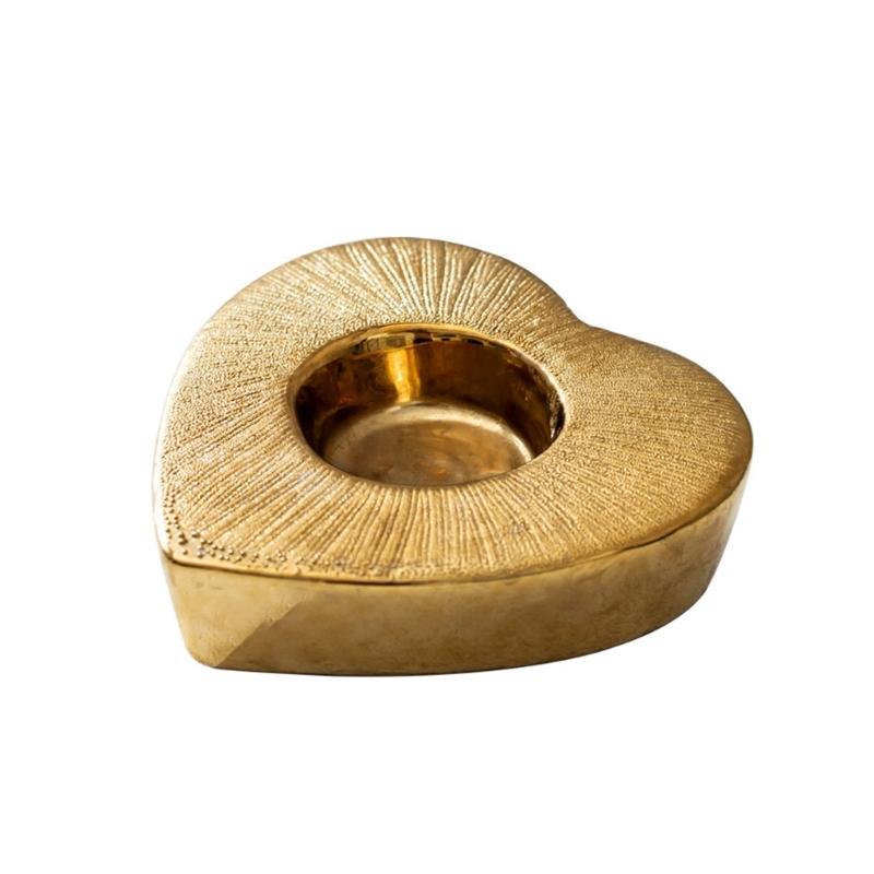 

Valentines Day Candle Holder Gold Color Heart Candlestick 2024 New Year Decorations Ceramics Candle Stand for Lover Gift 1
