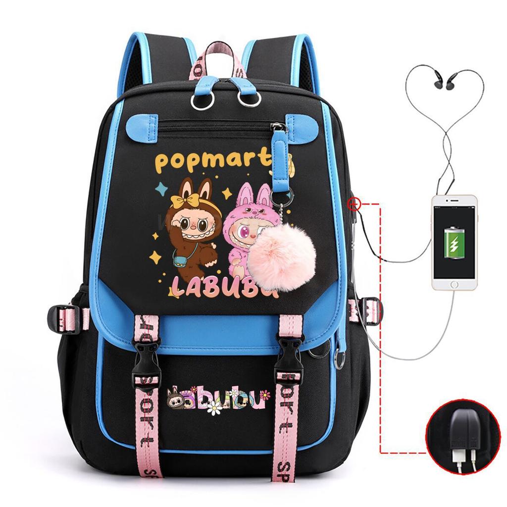 Cute LABUBU cartoon printed backpack for junior high school students with large capacity ins wind school bag
